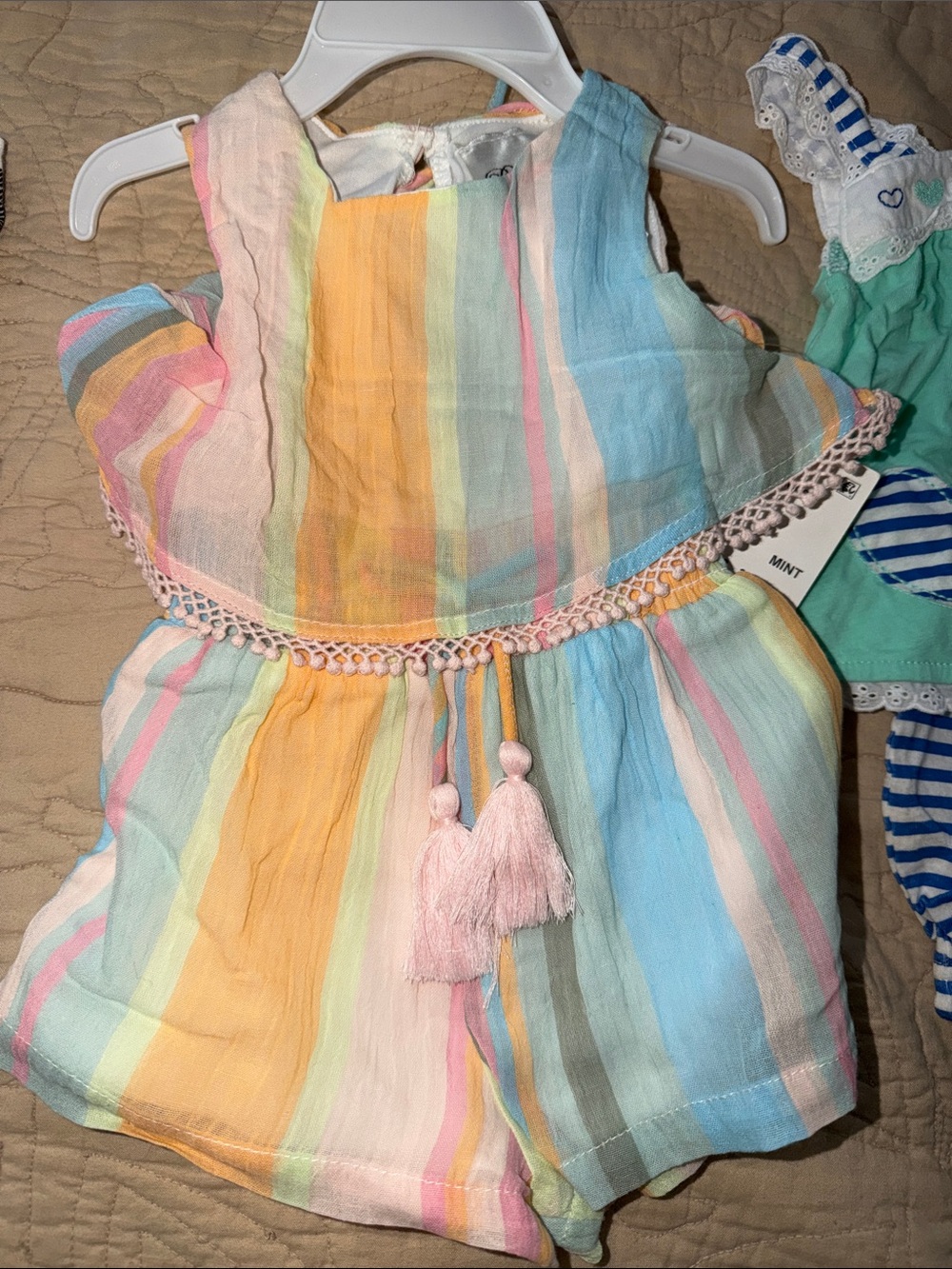 Bundle Mint Aqua and Blue Striped Heart Two-Piece Set